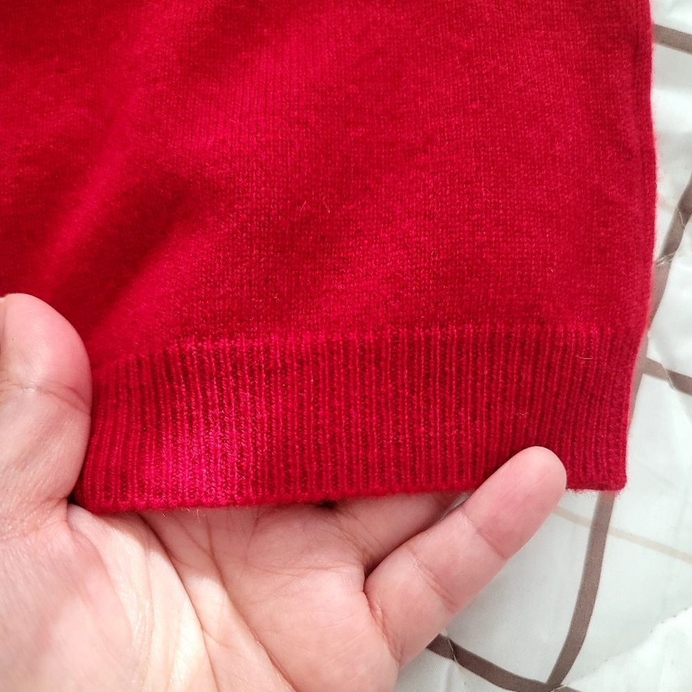 Pure Collection 100% Cashmere Red Short Sleeve Sweater Top Size 12 Quiet Luxury - Picture 8 of 9